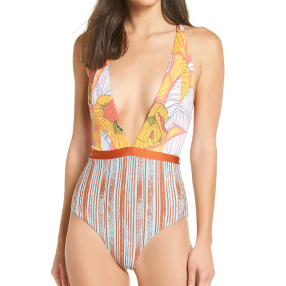 Maaji One-Piece Swimsuit in Orange, Yellow, Light Blue